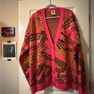 Farm Rio Oversized Cardigan with Crocodile Pattern